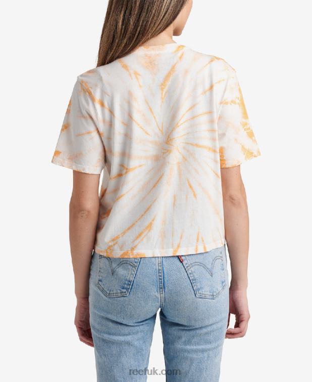 Peach Tie Dye 2286N273 Say Please Short Sleeve Crop Tee Reef Women - Image 2