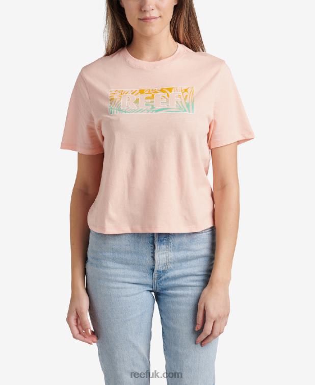 Peach Tie Dye 2286N285 Sara Short Sleeve Crop Tee Reef Women - Image 1
